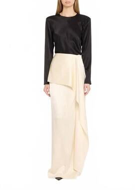 NEW HEIRLOME mila draped silk maxi skirt in bone